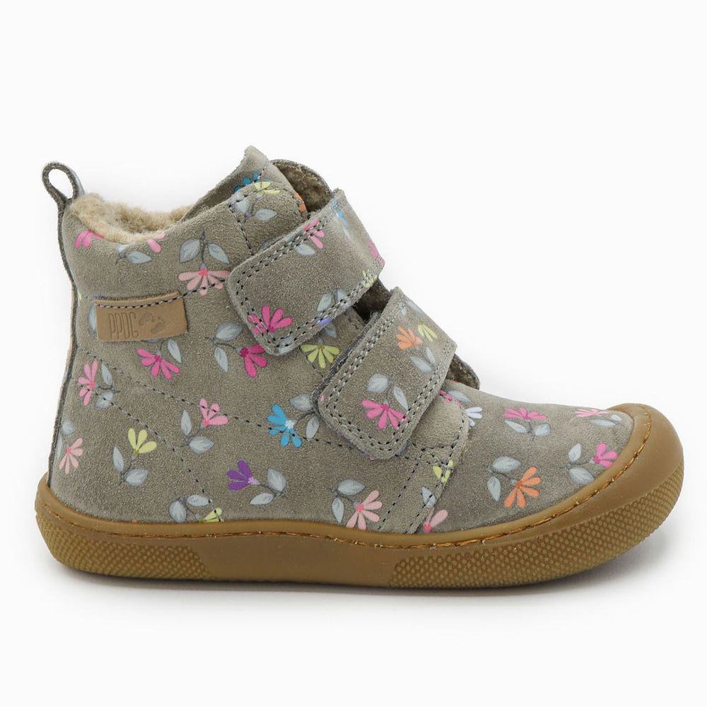Naturino Barefoot Vont Velcros Suede Cyclamens Wool Dark Grey