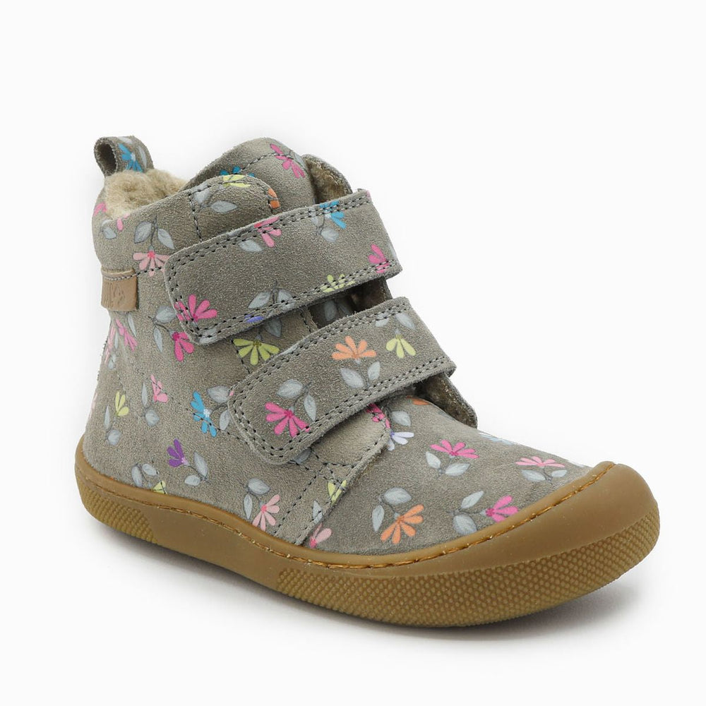 Naturino Barefoot Vont Velcros Suede Cyclamens Wool Dark Grey