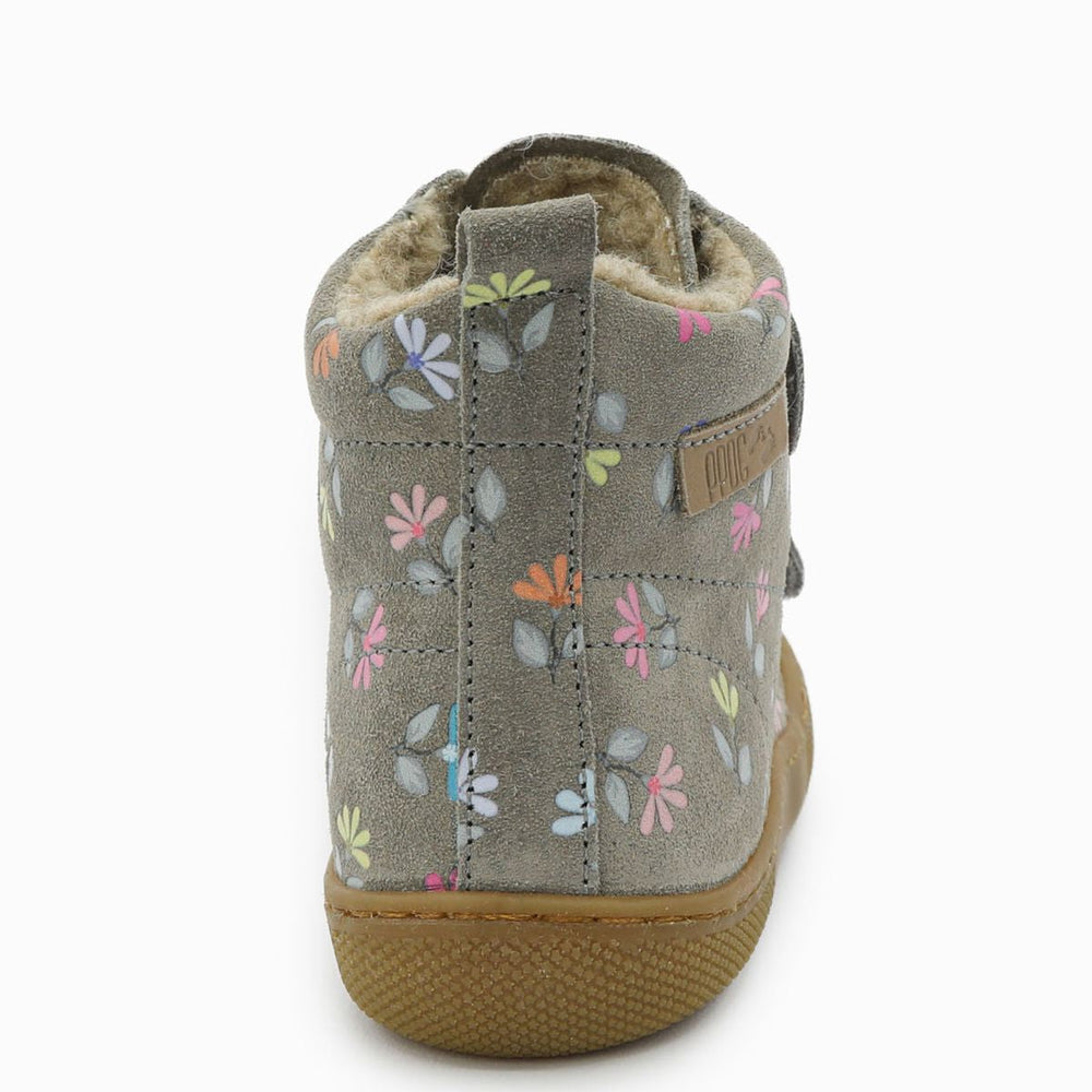 Naturino Barefoot Vont Velcros Suede Cyclamens Wool Dark Grey