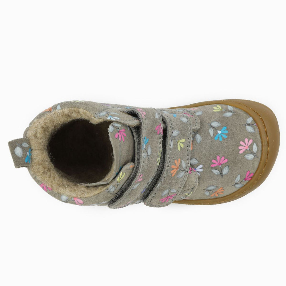 Naturino Barefoot Vont Velcros Suede Cyclamens Wool Dark Grey