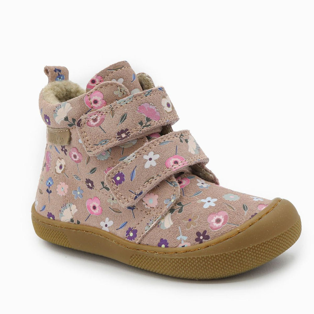 Naturino Barefoot Vont Velcros Suede Flowering Wool Rose