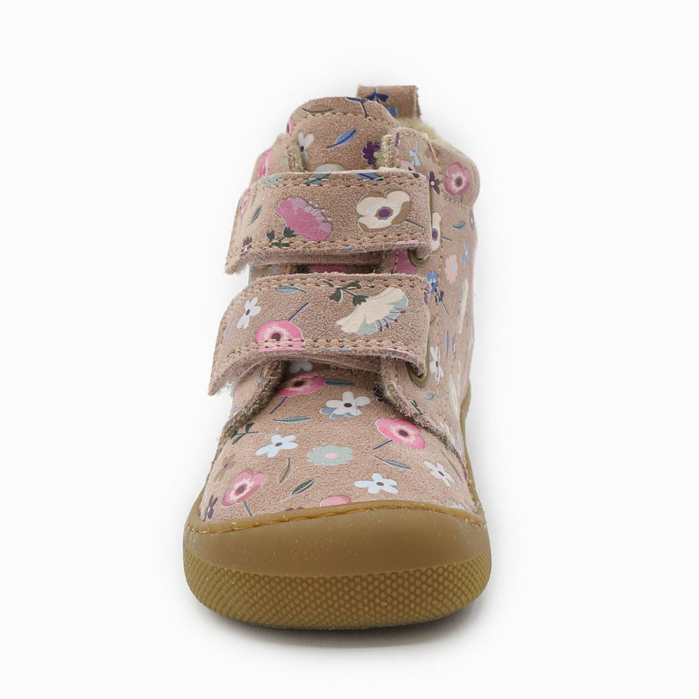 Naturino Barefoot Vont Velcros Suede Flowering Wool Rose