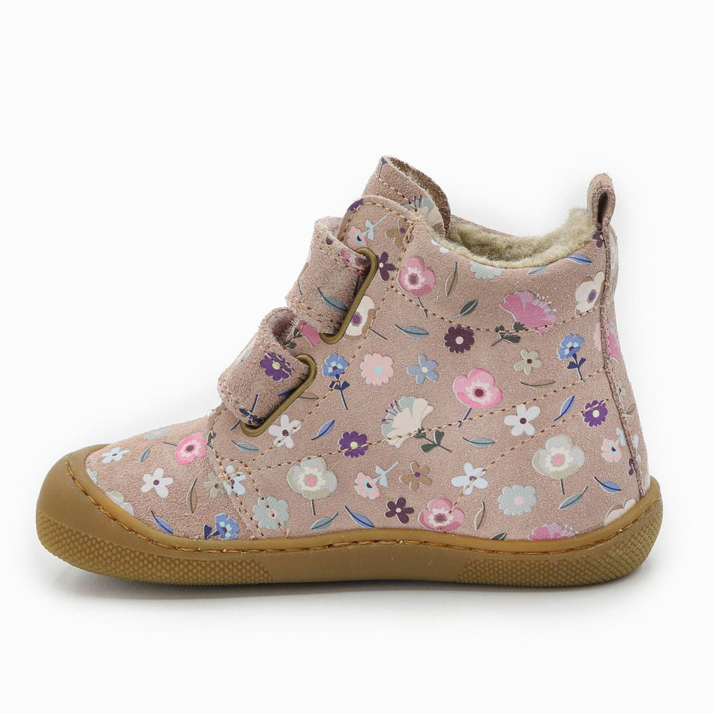 Naturino Barefoot Vont Velcros Suede Flowering Wool Rose