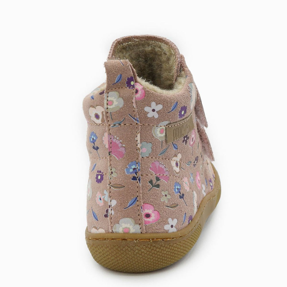 Naturino Barefoot Vont Velcros Suede Flowering Wool Rose