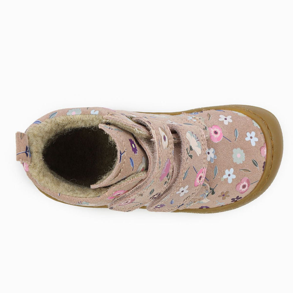 Naturino Barefoot Vont Velcros Suede Flowering Wool Rose