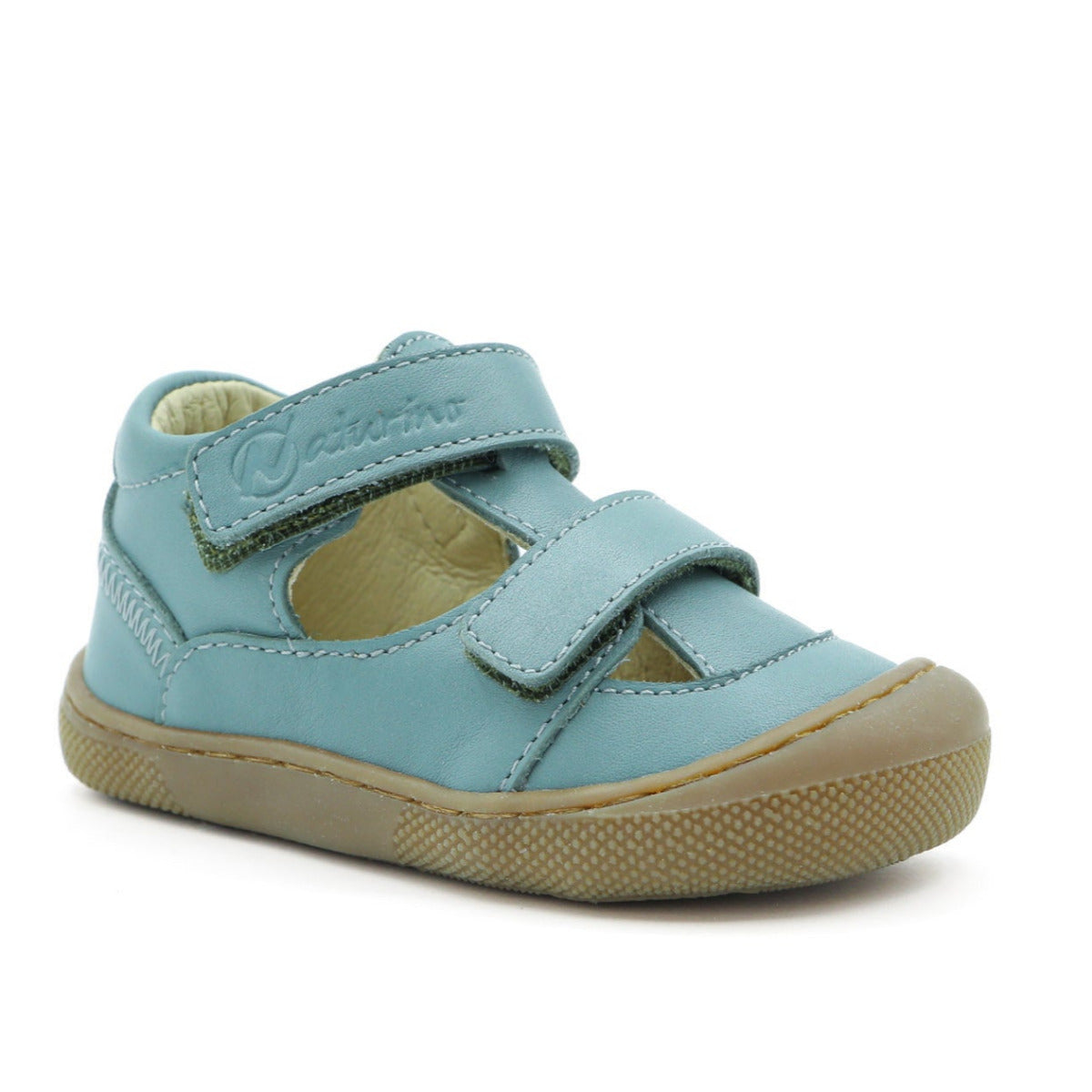 Sandales Semi-ouvertes Naturino Pour Enfants - En Cuir Souple, Semelle Caoutchouc Antidérapante, Cheville Rembourrée, Scratch Réglable - Idéales Pour L'été